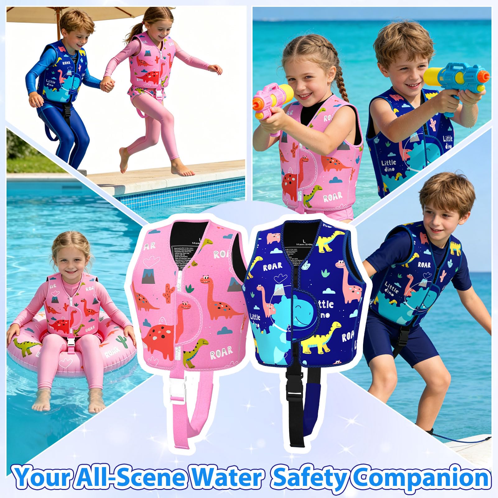 TÜV-Zertifizierte Schwimmweste Kinder 2-6 Jahre, Schwimmhilfe für Kinder, Strapazierfähig und Bequem, Verstellbarer Sicherheitsgurt, Geeignet für Schwimmbäder/Familienurlaube