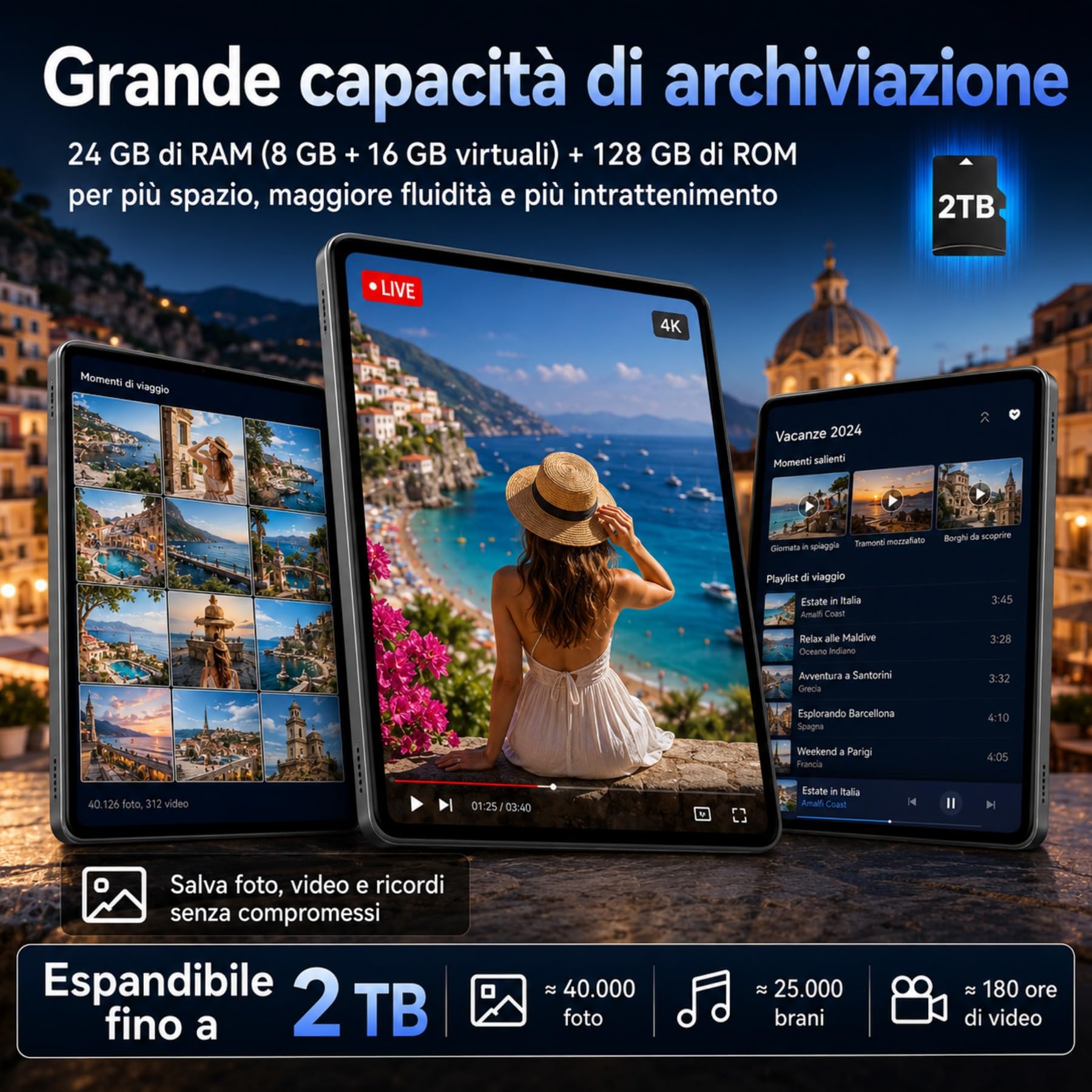 TABWEE Tablet 11" con Android 16 e Tastiera per Ufficio e Studio | Tastiera e Mouse Inclusi, 24 GB RAM, 128 GB ROM (2 TB TF), Display Widevine L1 FHD, Batteria 8000 mAh con Gemini AI, Wi-Fi 5G