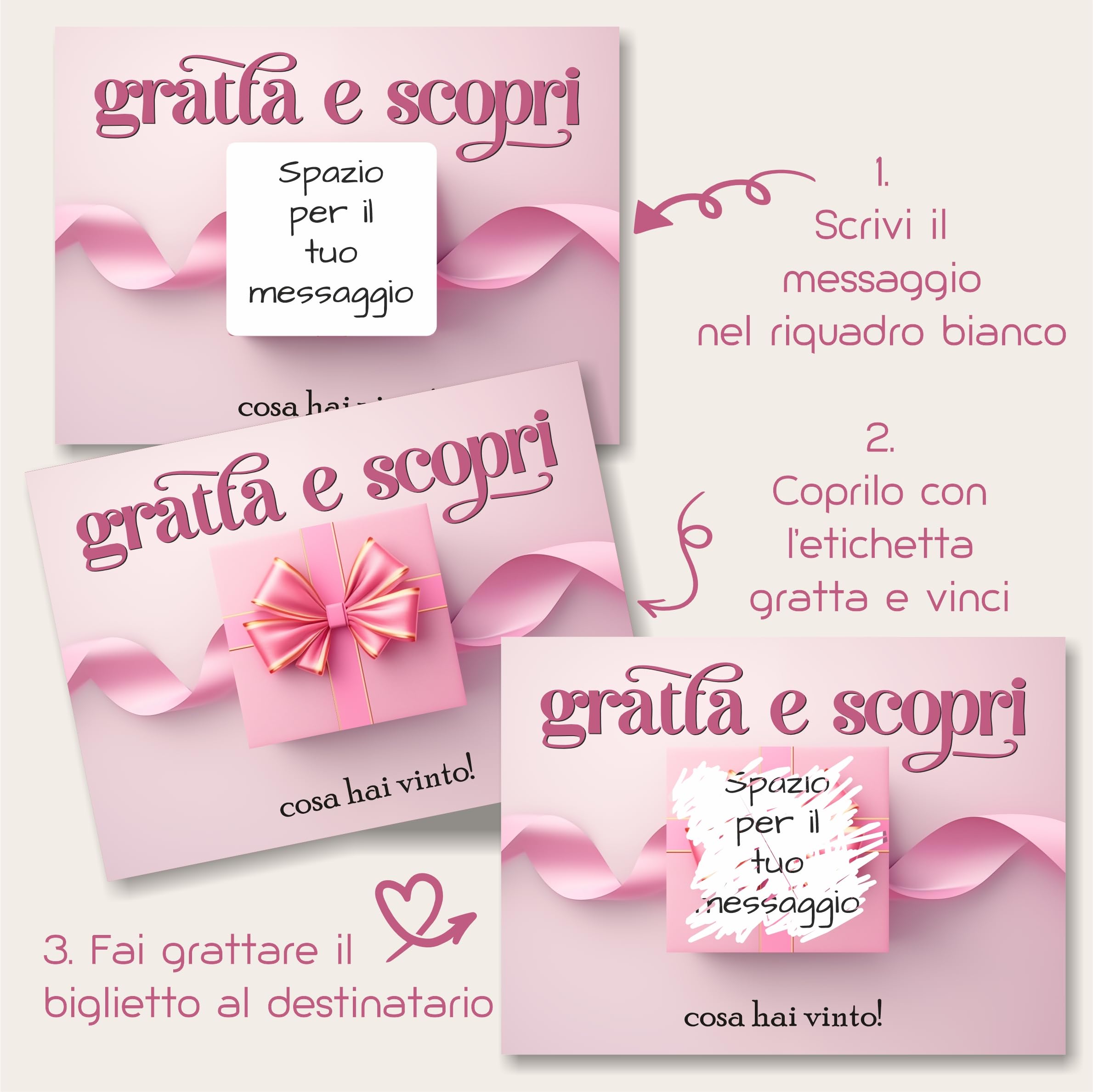 Biglietti Gratta e Vinci Personalizzati per Feste Made in Italy 48 Pezzi