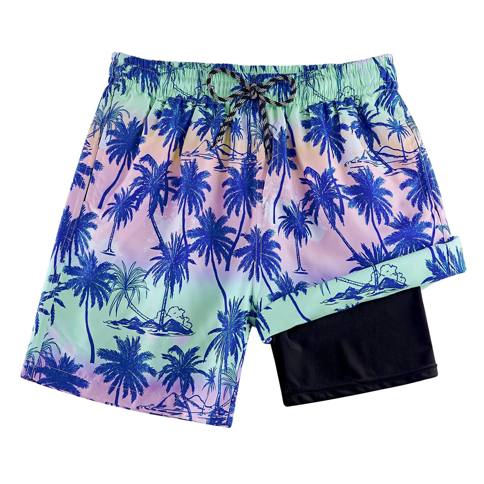 Cozople Boys Swim Trunks with Compression Liner Quick Dry Bathing Suit