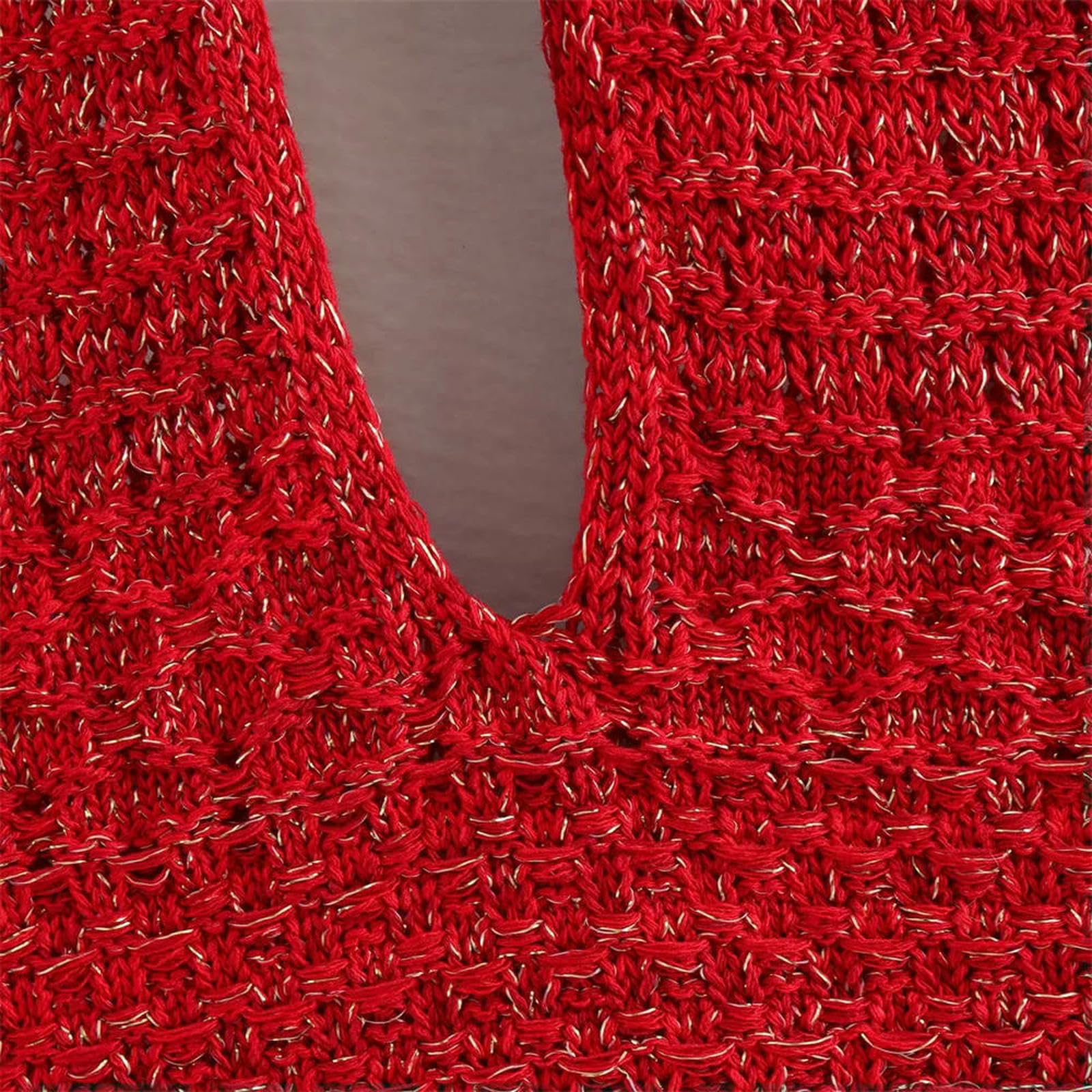 Abito Donna Invernale Halter Bodycon Mini Abito Senza Maniche Abito Senza Maniche Abito da Maglieria in Giuria Abito Estivo-Rosso-l