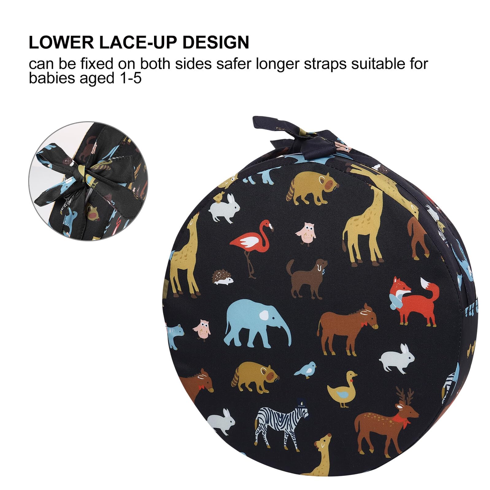 BESPORTBLE Cuscino Rialzo per Sedia Bambini Rotondo Nero 1 Pezzo