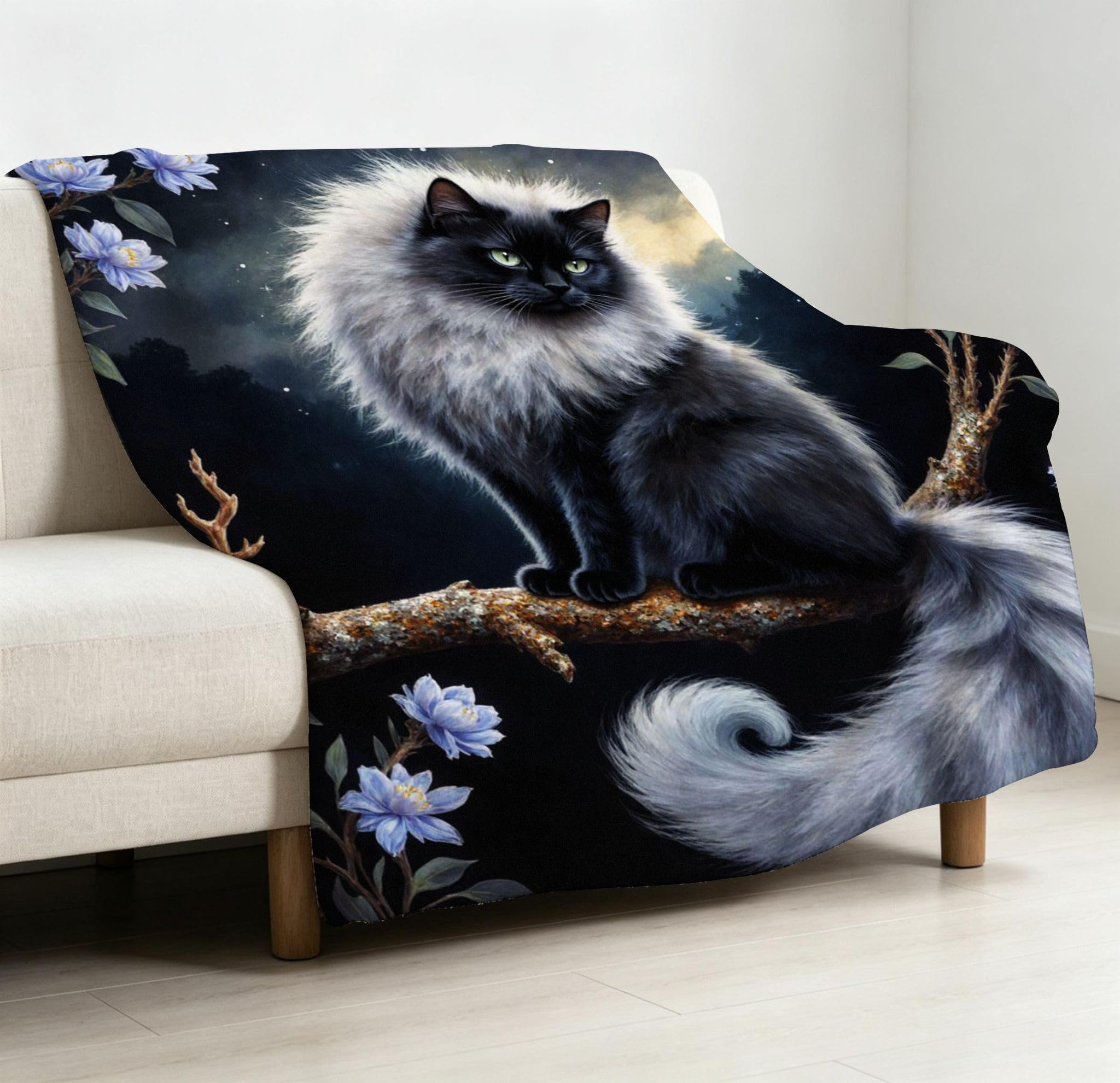 Manta de Forro Polar 240x260 cm, Gato Gris, AQ114