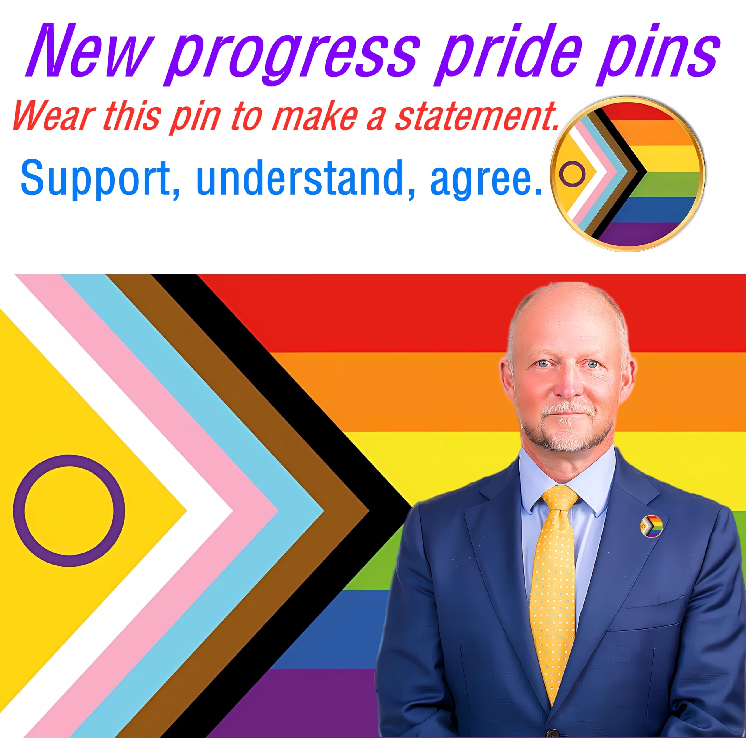 25/50/100 pines de solapa redondos inclusivos de orgullo de nuevo progreso LGBTQ con bandera de arco iris progresivo a granel