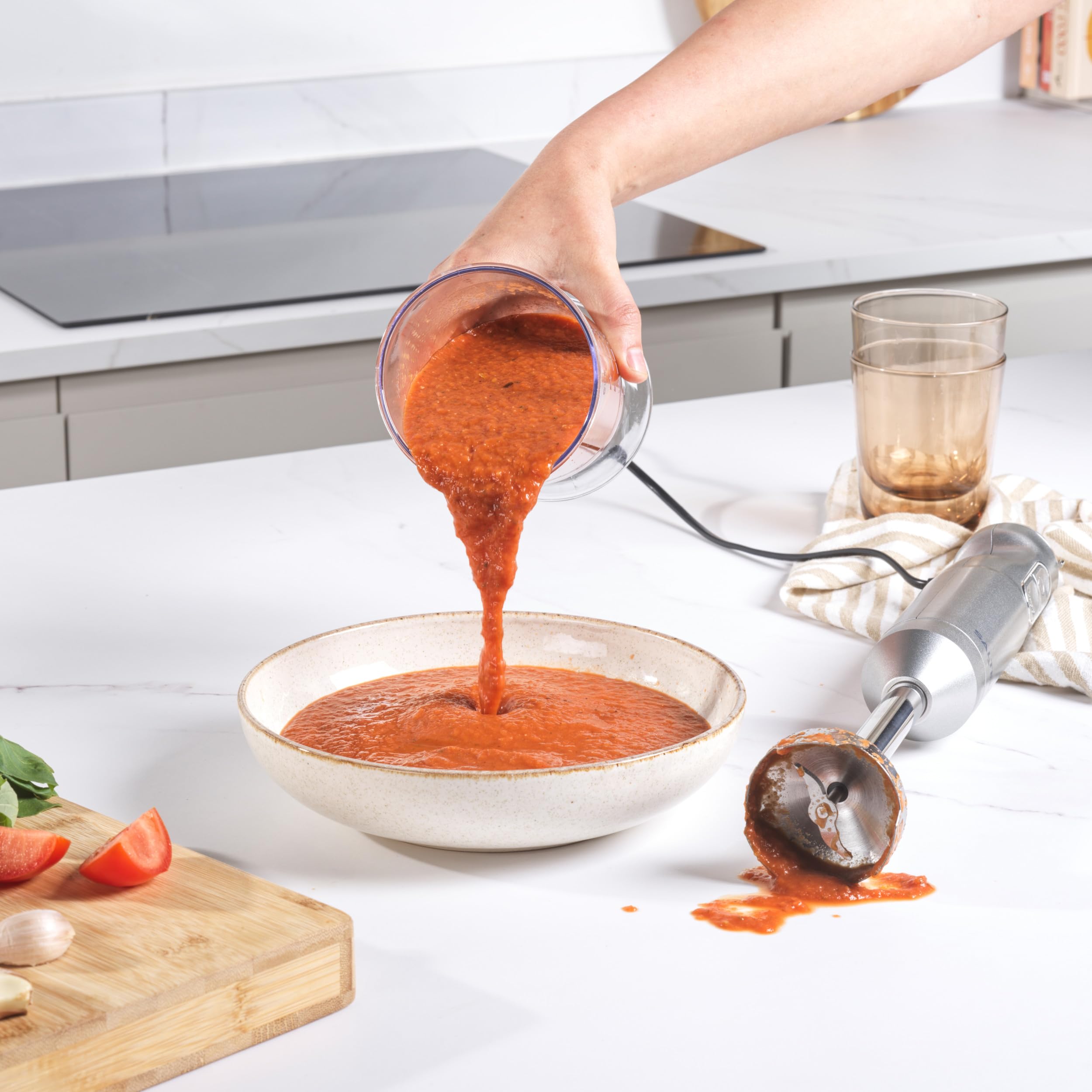 Salter Aspen Blend & Whisk Pro – miscelatore 2 in 1, frullatore a immersione, tritatutto per alimenti, lama in acciaio inox, Impostazioni di velocità variabili, becher 700ml, 1000W