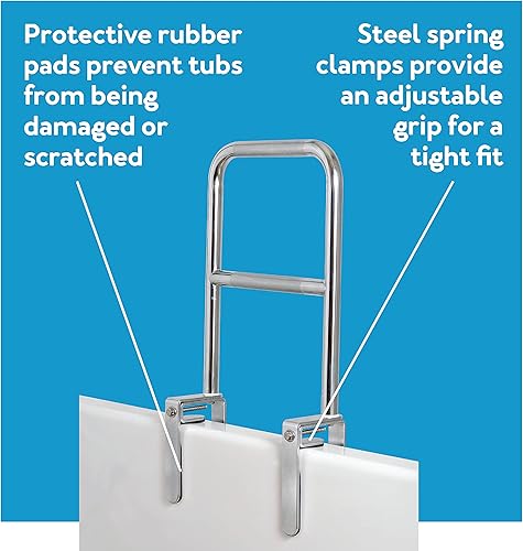 Vista 26 de Carex Riel blanco para bañera, barras de agarre para baño, bañeras y duchas, barandilla de agarre lateral y soporte, mango de ducha y abrazaderas
