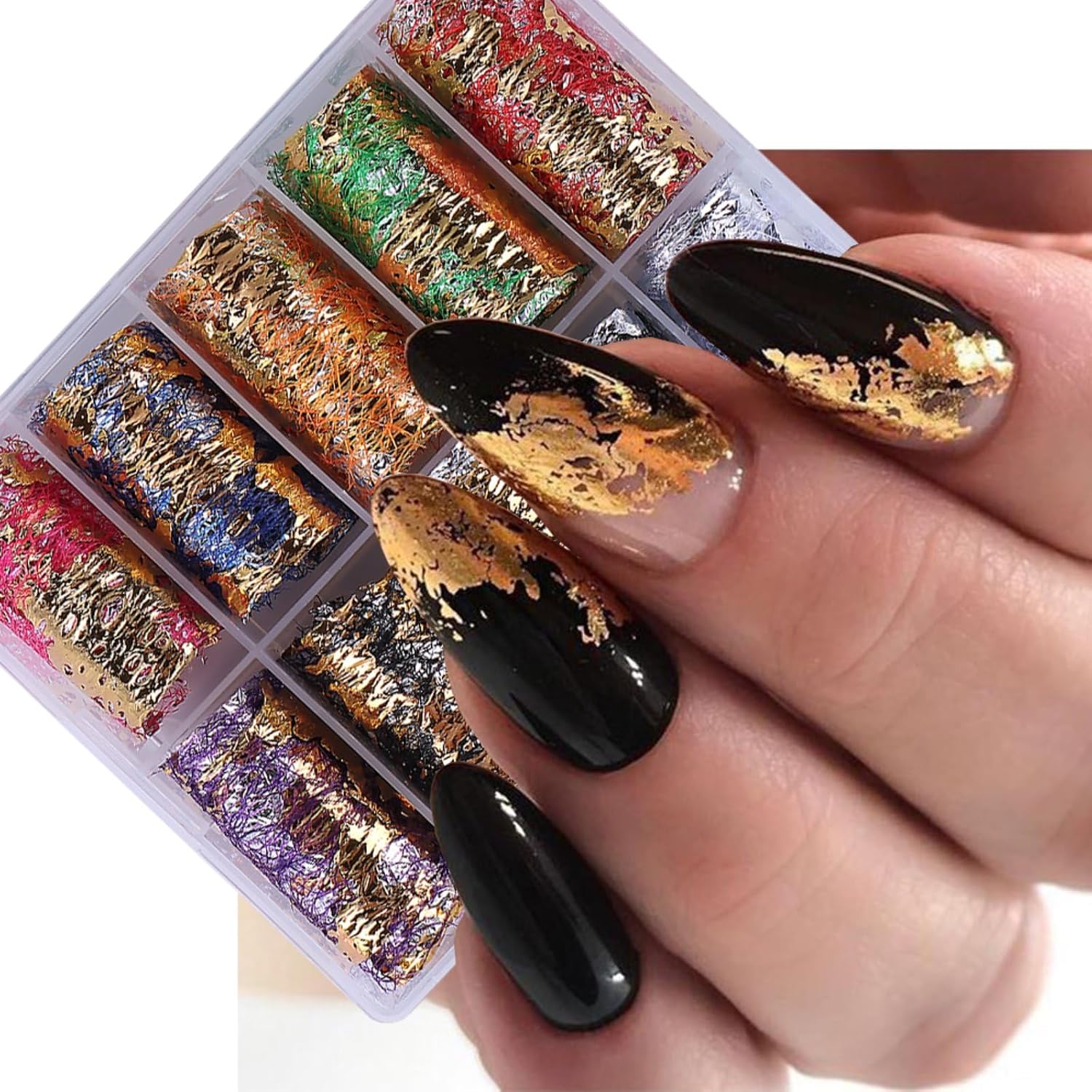 10 Sheets Holographic Nail Foil 3DAluminum Nail Art Foil Flakes Stickers Gold Silver Mesh Net Line Style Starry Sky Foil Decals French Manicure Tips Accessories Colorful Sequins Acrylic Nails Supplies
