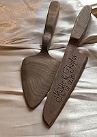 Vista 4 de Personalized Cake Serving Set, Laser Engraved Cake Set,Wedding Gift,Anniversary Gift,Wooden Knife And Server,Rustic Cake Set,Wedding Cake Cutting