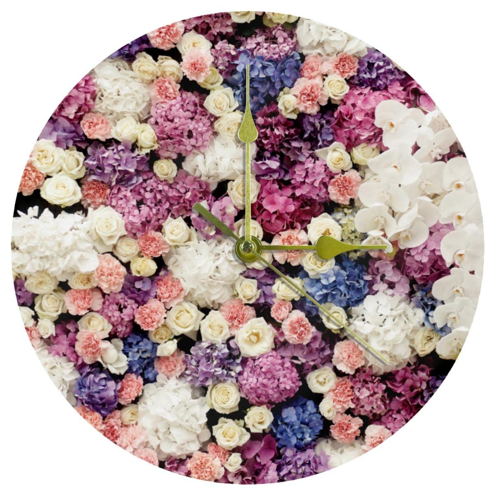 Horloge murale à piles sans bruit fleur acrylique pour chambre