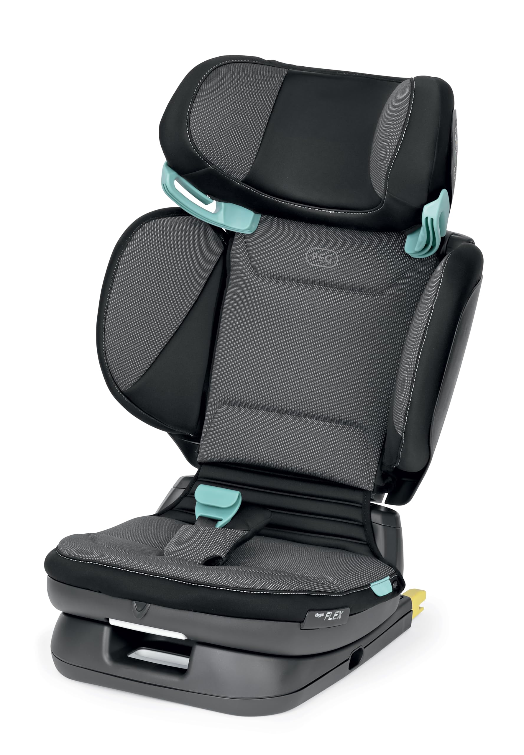 Peg Perego Viaggio Flex fotelik samochodowy ISOFIX z zaawansowaną technologią, odchylany, składany, wzmocnione oparcie, dla dzieci w wieku 100-150 cm, 15-36 kg, kolor Crystal Black