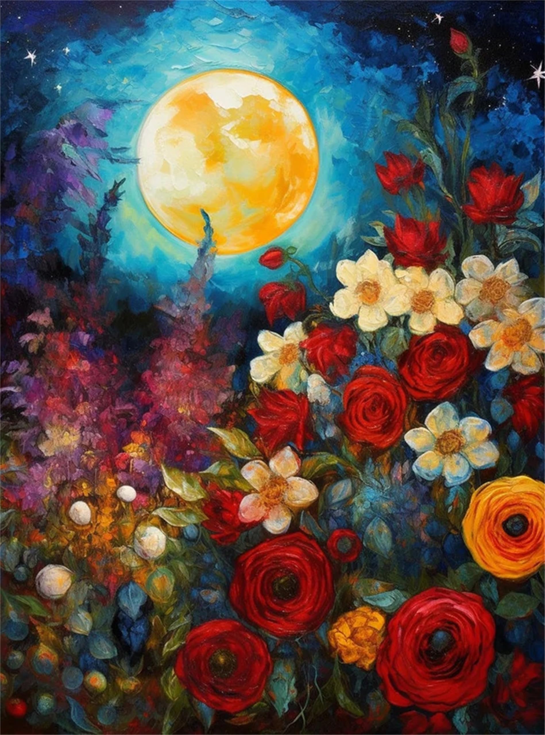 NZNANCHU 5D DIY Diamond Painting Kit for Adults,Diamond Art Kits for Beginner,Painting by Diamonds,Gem Art Kits Round Drill for Home Wall Decor Gifts for Women, Men (Moonflower)