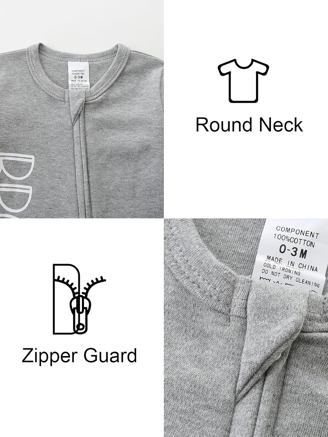 Newborn Baby Boys Outfit 3Pcs Baby Boy Clothing Letter Print Cotton Romper with Gloves and Hat - Image 3