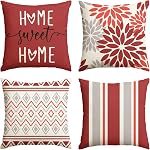 AVOIN colorlife Dahlia Fleurs Couvertures d'oreillers à jet gris, 18 x 18 Inch Maison Sweet Home Salon extérieur Coussin Décoration pour Canapé Couch Ensemble de 4