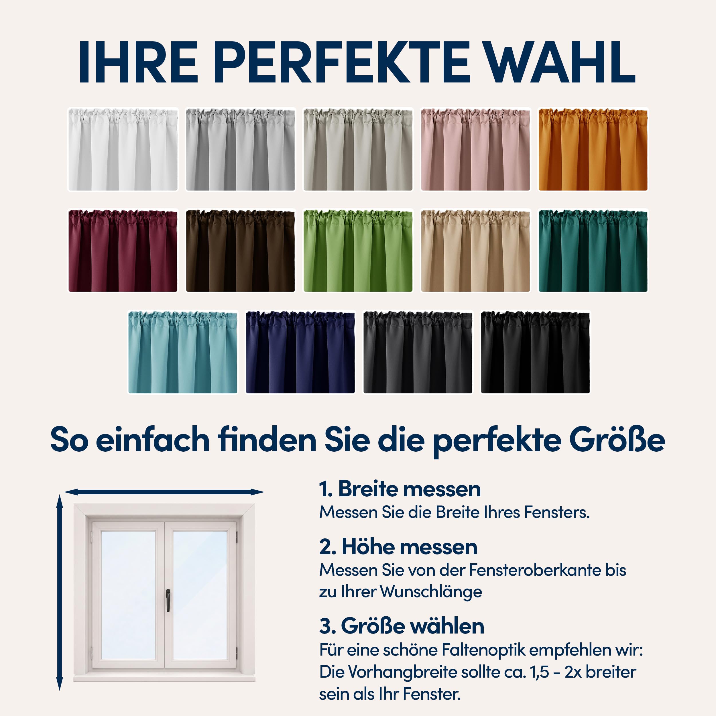 Gardine mit Kräuselband Blickdicht Weiß - H 145 x B 140 cm (1 Stück)