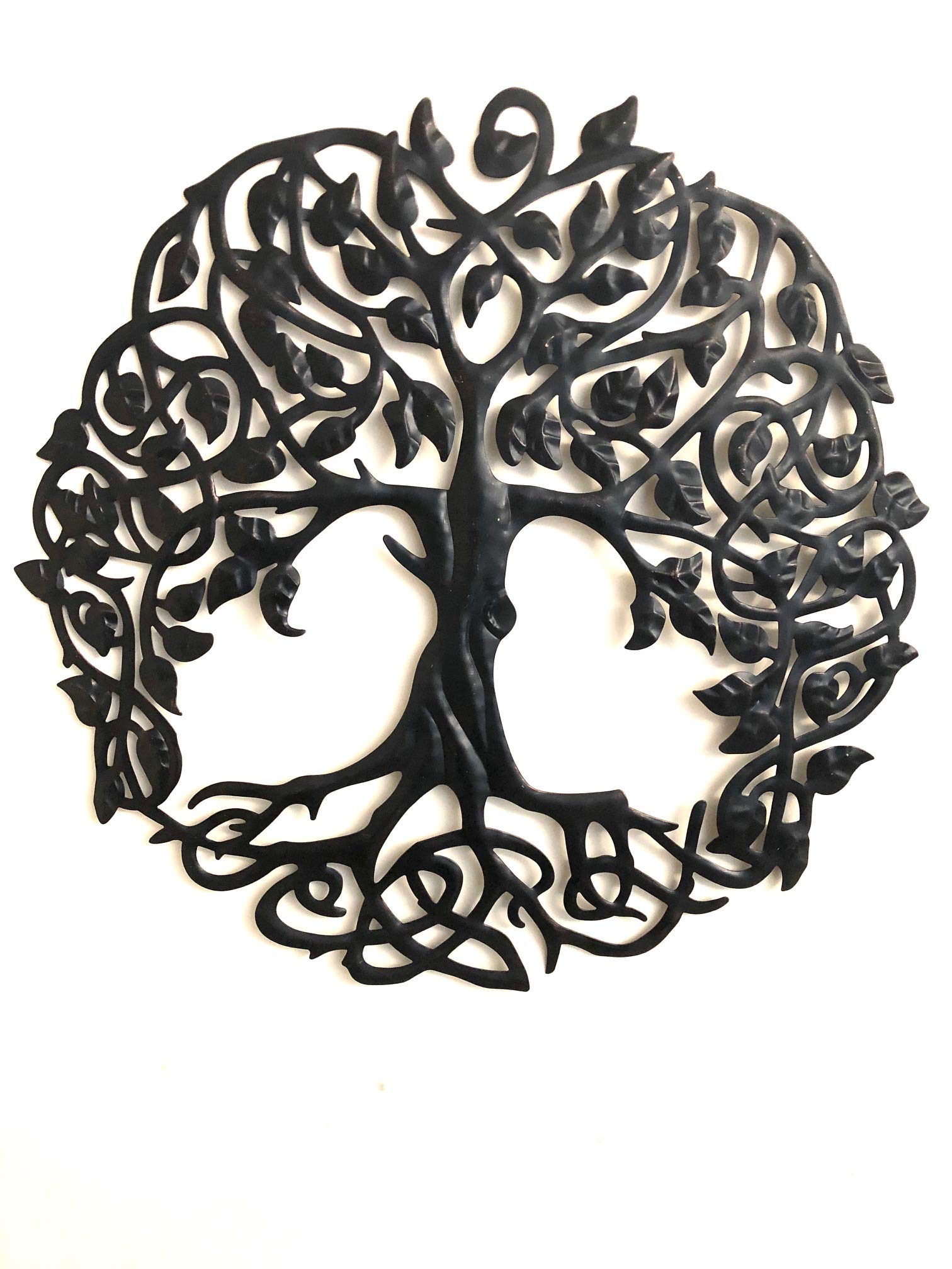 Placa decorativa de metal para pared, diseño de árbol de la vida, hierro para interiores y exteriores, jardín, 59 cm o 23 pulgadas