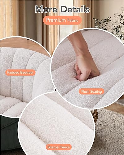 Miniatura 5 de Vanity - Silla giratoria de 360 grados, silla de maquillaje redonda de felpa moderna de mediados de siglo, silla de reposo relajante y cómoda, ideal