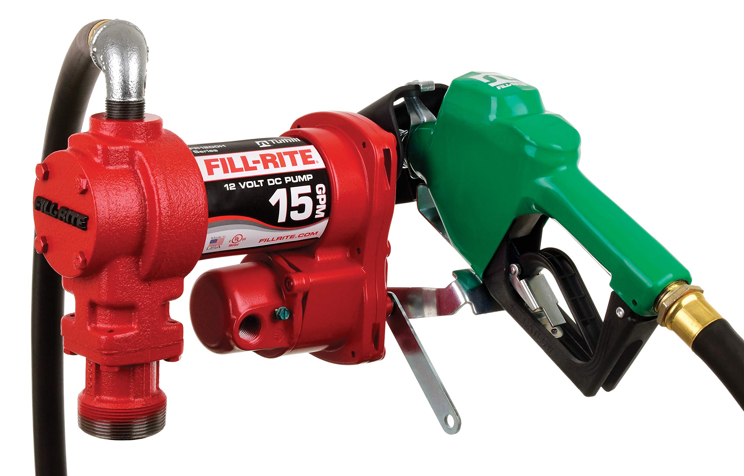 Fill-Rite FR1210HA1 12V 15 GPM Fuel Transfer Pump w/Discharge Hose & Automatic Nozzle (Green)