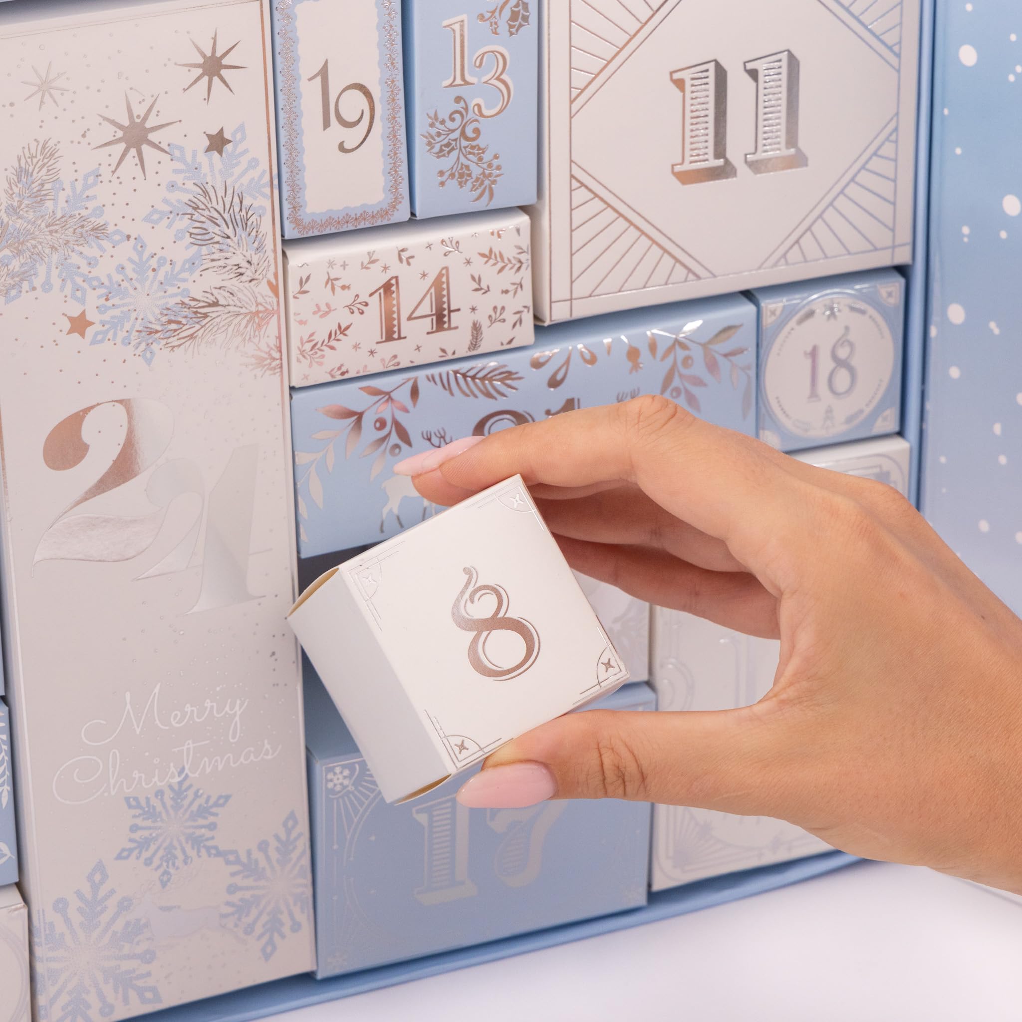 Calendario de Adviento de Navidad, llena tus propias cajas de 1 a 24 días, cinta de cuenta regresiva de lujo (azul)