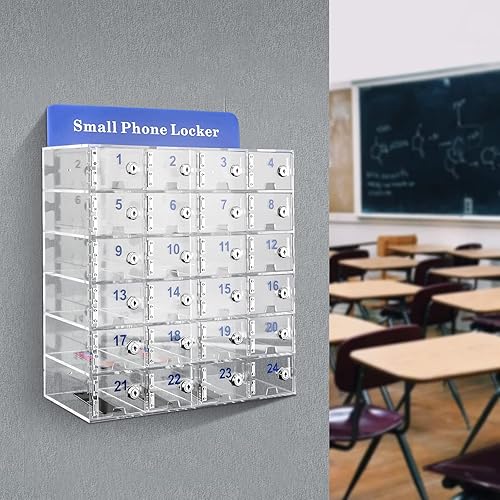 Miniatura 4 de Caja de bloqueo para teléfono celular, gabinete de almacenamiento acrílico montado en la pared, caja de almacenamiento con cerraduras de puerta y