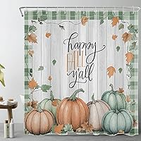 Vista 31 de HVEST Cortina de ducha de Halloween, linterna de calabaza y gnomo, cortina de ducha de baño, cortina de ducha de murciélago y araña, decorativa