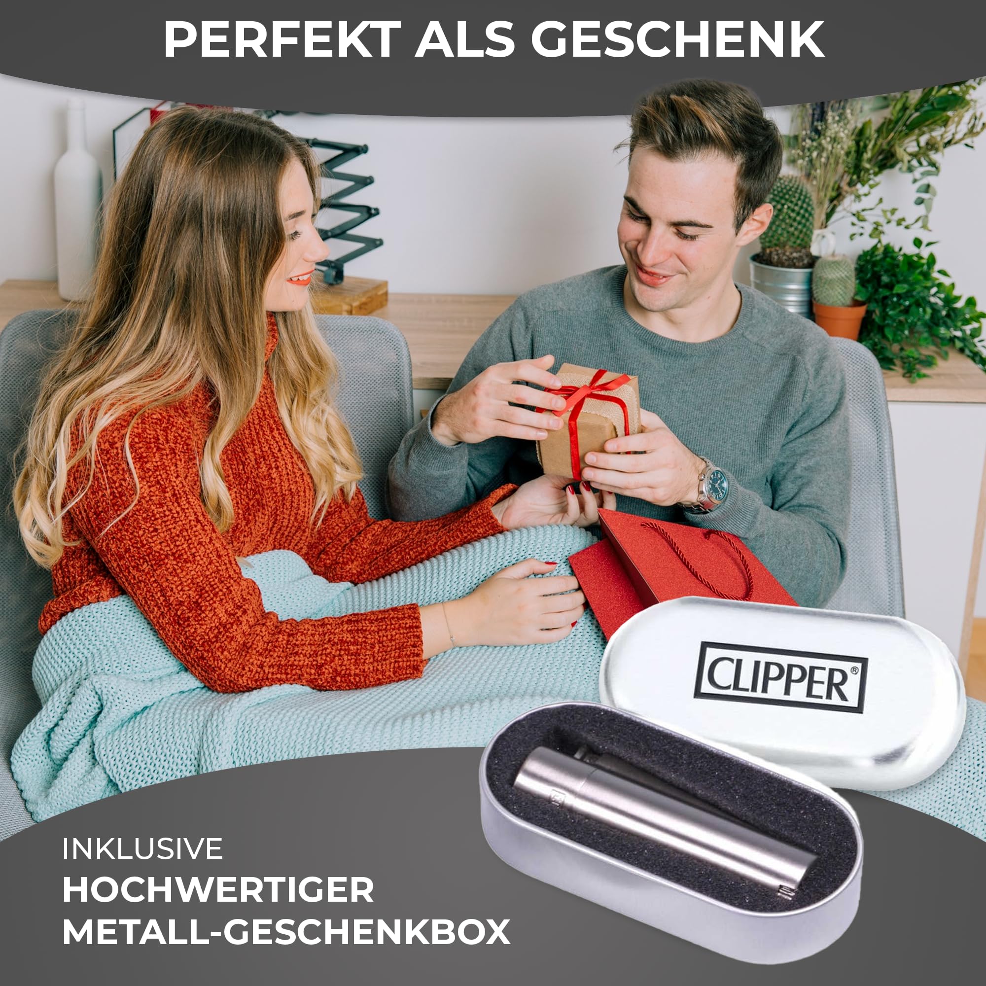 Feuerzeug mit Gravur, Personalisierte Geschenke Geburtstagsgeschenk für Männer Frauen Partner Freund Jahrestag Geschenk für Ihn Sie Männergeschenke Gadgets Geburtstagsgeschenke (Silber)