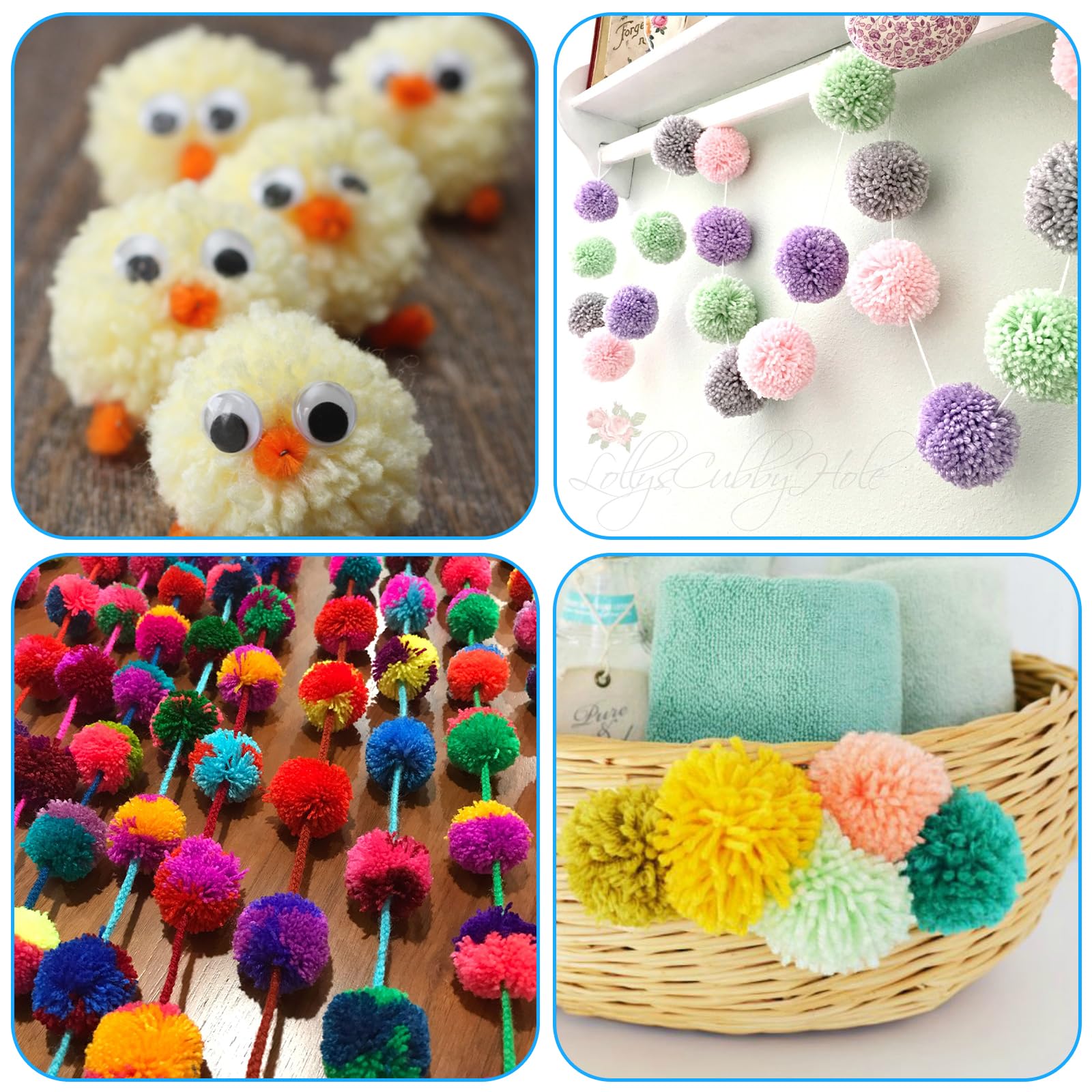 Kit De Fabrication De Pompons JYNVO - 4 Tailles Différentes - Outil DIY Facile Pour Décorer Chapeaux, Peluches, Vêtements