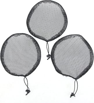 BTWTRY 3Pcs Black Weaving Ponytail Net Base Cap with Elastic Drawstring Ponytail Net Stretchy Base for Making Afro Puff Ponytail Wigs for Women Round