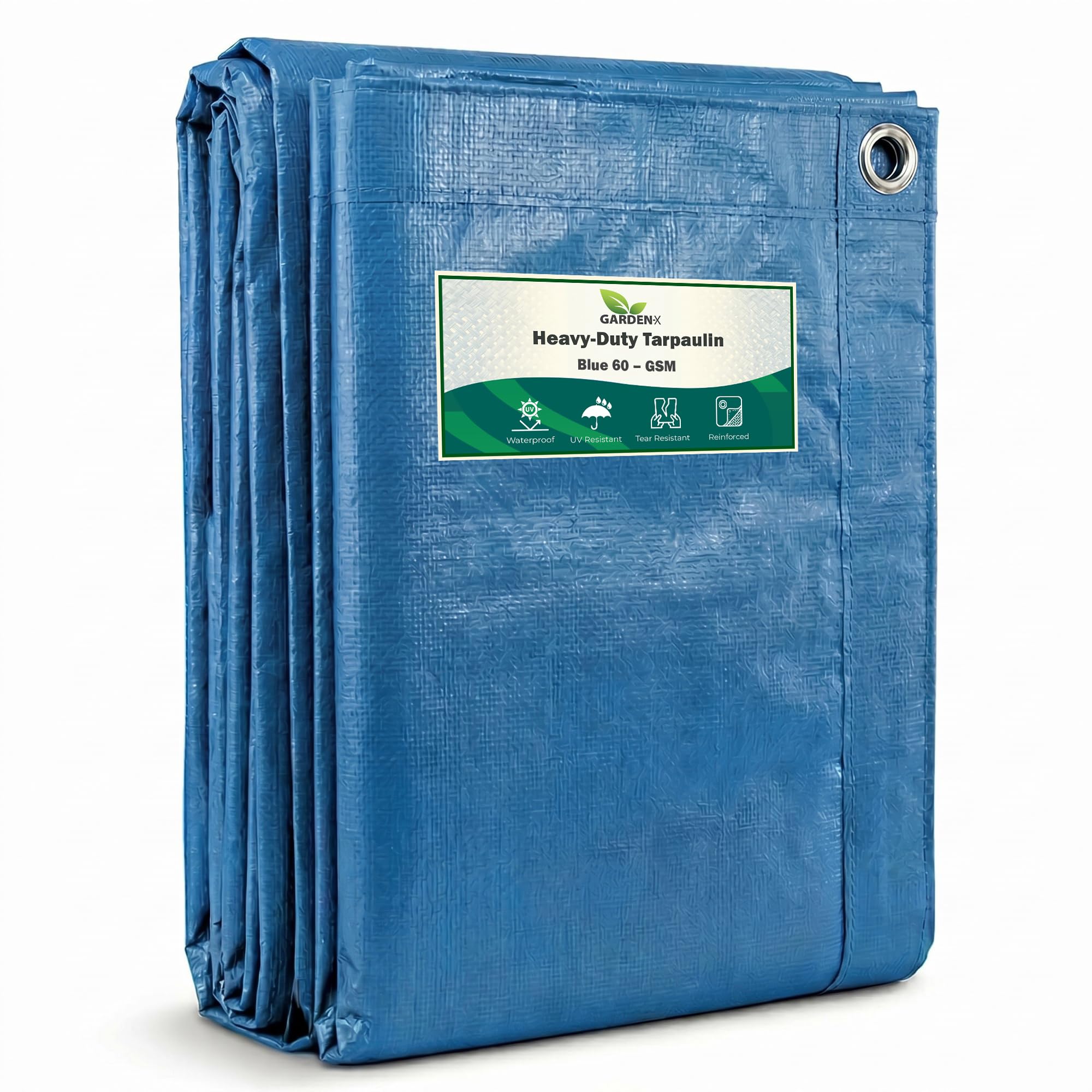GARDENIX Tarpaulin Waterproof Heavy Duty Tarp Sheet Cover, Blue 60 g/m², 15m x 20m Garden Tarpaulin Sheet for Camping, Terrace - Waterproof, Weatherproof, UV Protection, Reinforced Eyelets — image 1