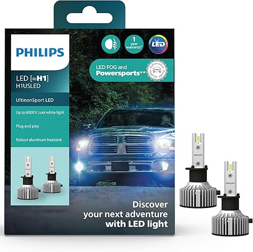 Philips UltinonSport H1 - Bombilla LED para faros antiniebla y deportes de motor, paquete de 2