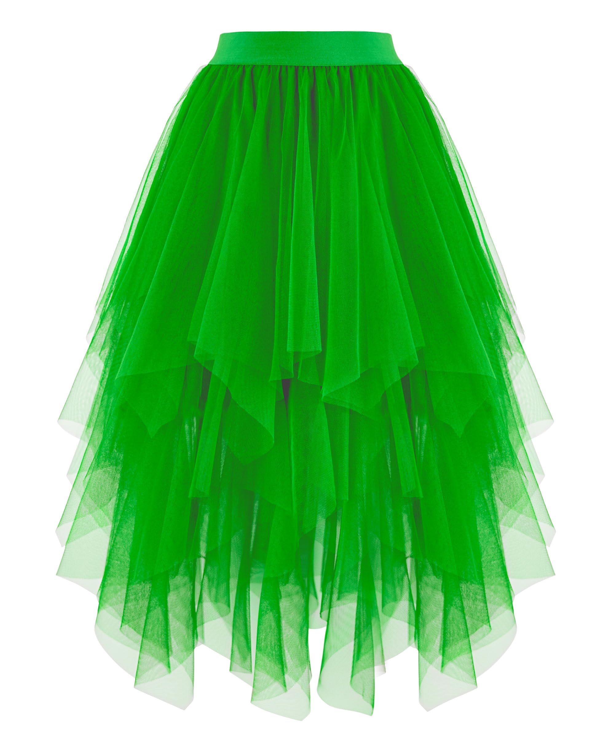 Dressever Damen Unregelmäßiger Tüllrock Mehrschichtiger Mesh Faltenrock A-Linie Hoher Taillierter Rock Ballett Tutu Abschlussball Party Karneval Party Rock