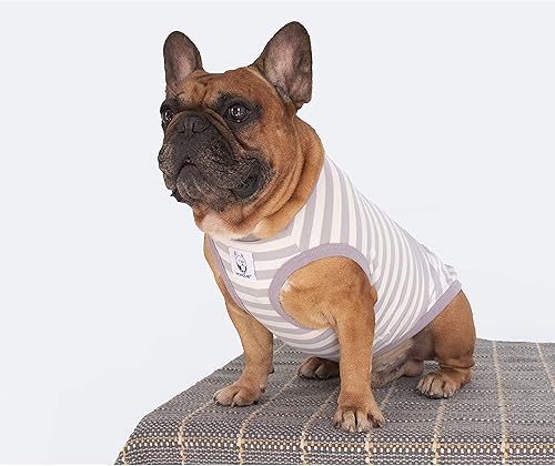 Miniatura 9 de iChoue Camisetas a rayas de bulldog francés, ropa para perros medianos, chaleco, camisetas sin mangas, para cachorros, pug francés, boston, terrier,