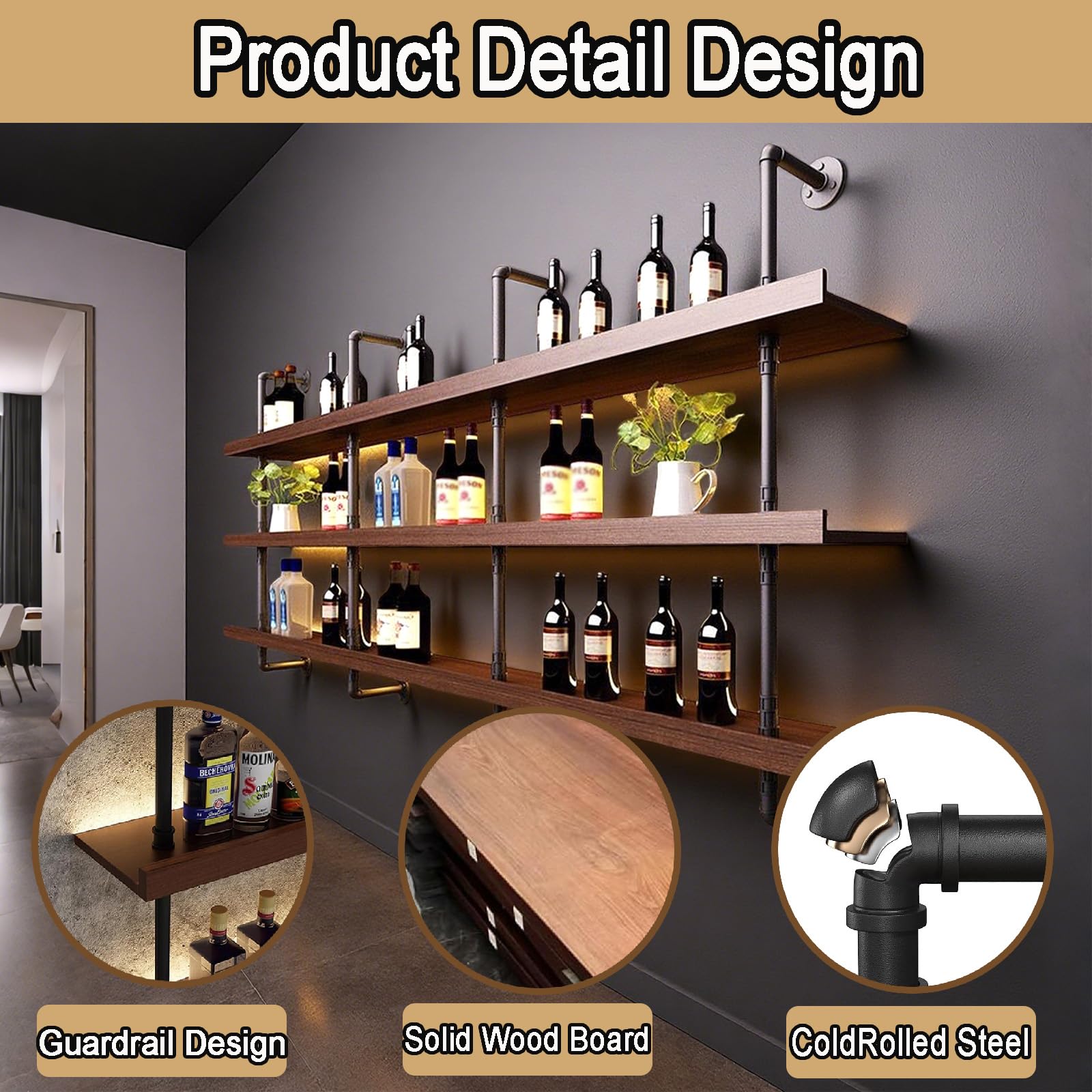 WEECO Houten barvat met deuren, een elegant en praktisch cadeau voor een man - wijnkast - wijnrek - display voor sterke dranken - opslag voor alcoholische dranken