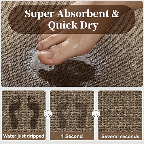 Miniatura 5 de MontVoo Alfombras de baño en forma de U, ultrafinas y antideslizantes, parte trasera de goma, alfombras de baño de contorno lavables para tapete de