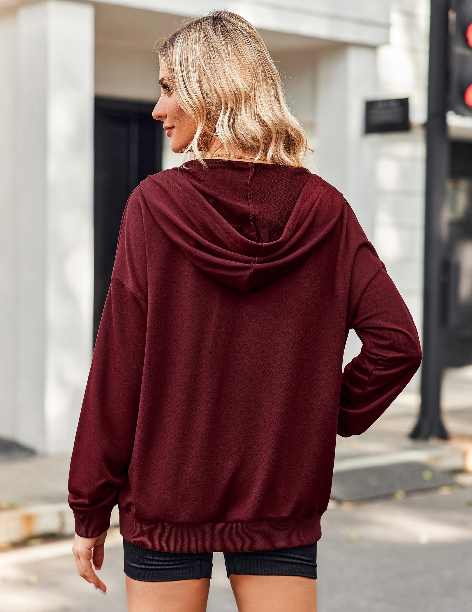 Zeagoo Felpe con cappuccio leggere da donna con cerniera completa felpe oversize con tasche a maniche lunghe sottili giacche casual con cappuccio