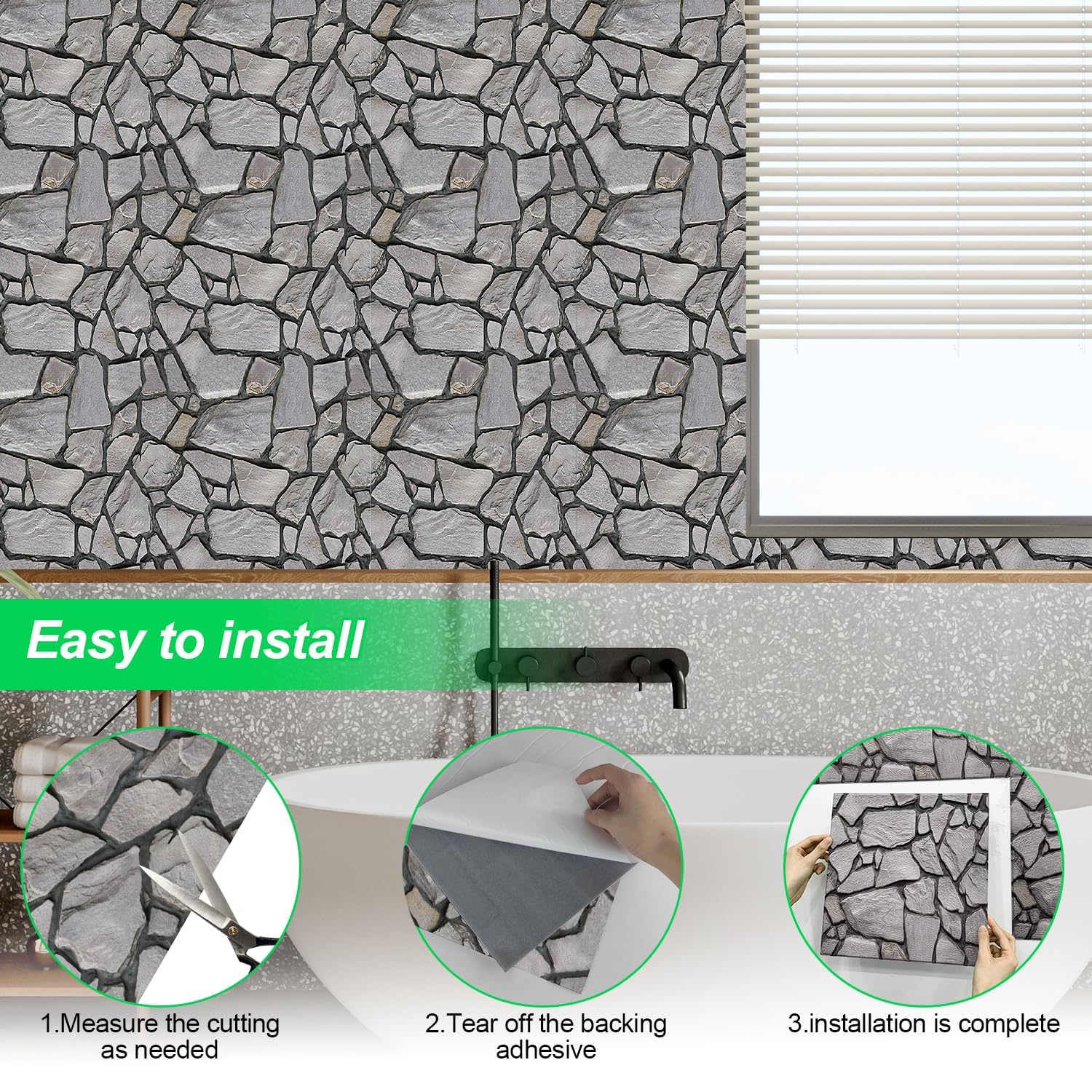 XMSZQU 40 Pezzi Pannelli Decorativi 3D PVC Impermeabile per Parete, Mattoni Adesivi per Porte a Muro Camera da Letto Cucina