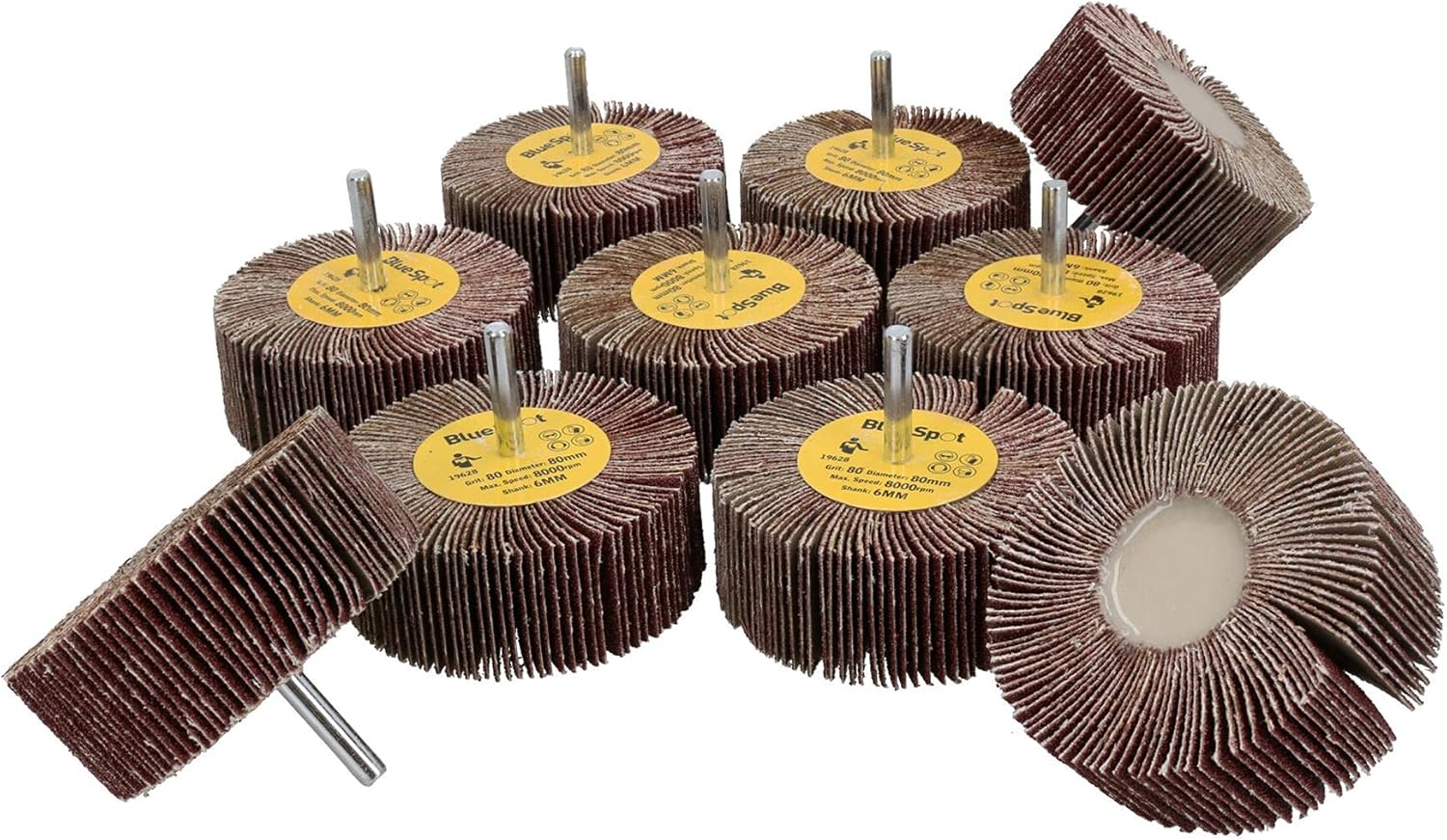 80 Grit 80mm Flap Wheel Disc Abrasive Sanding Pads For Drills 6mm Shank 10pc