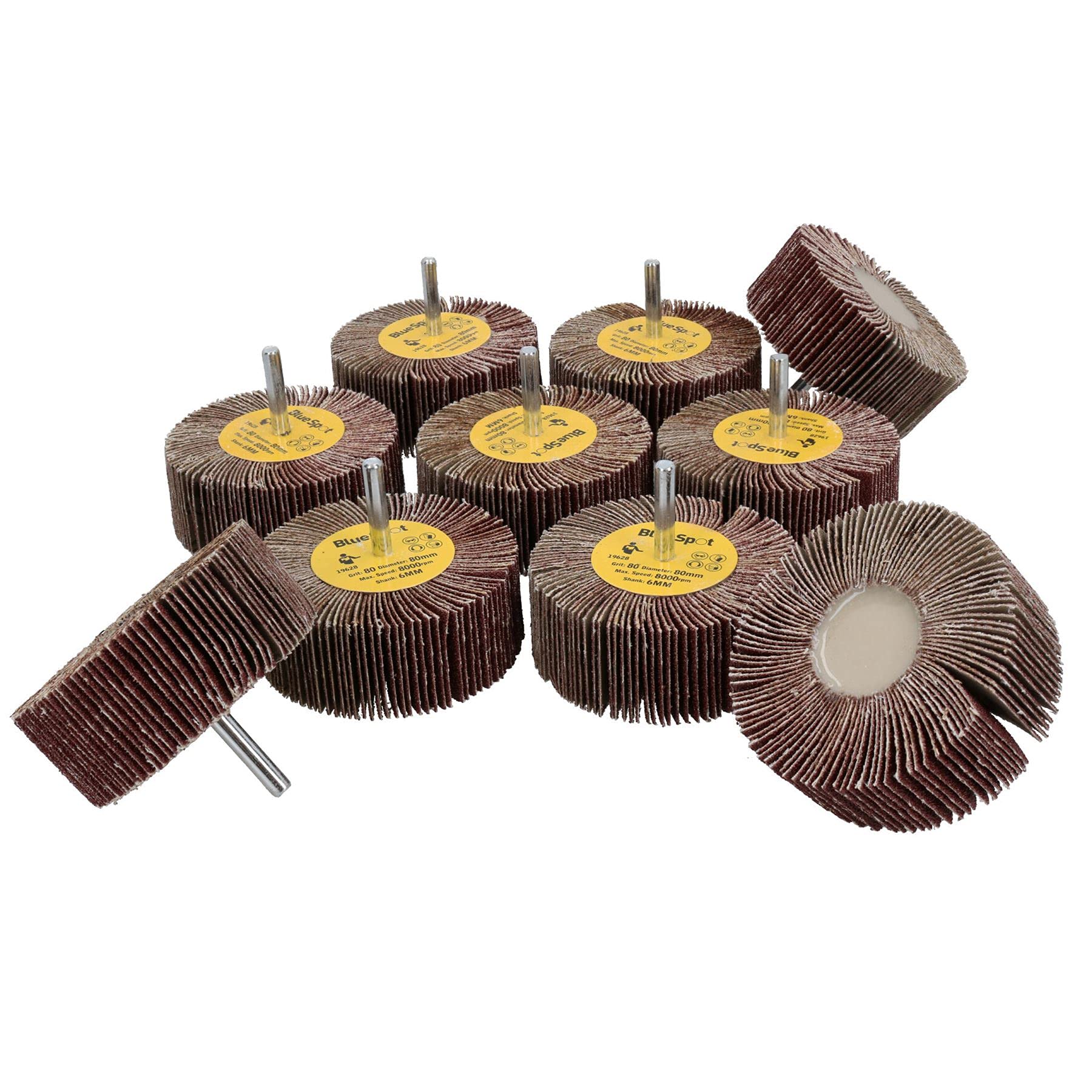 Ab Tools 80 Grit 80Mm Flap Wheel Disc Abrasive Sanding Pads For Drills 6Mm Shank 10Pc