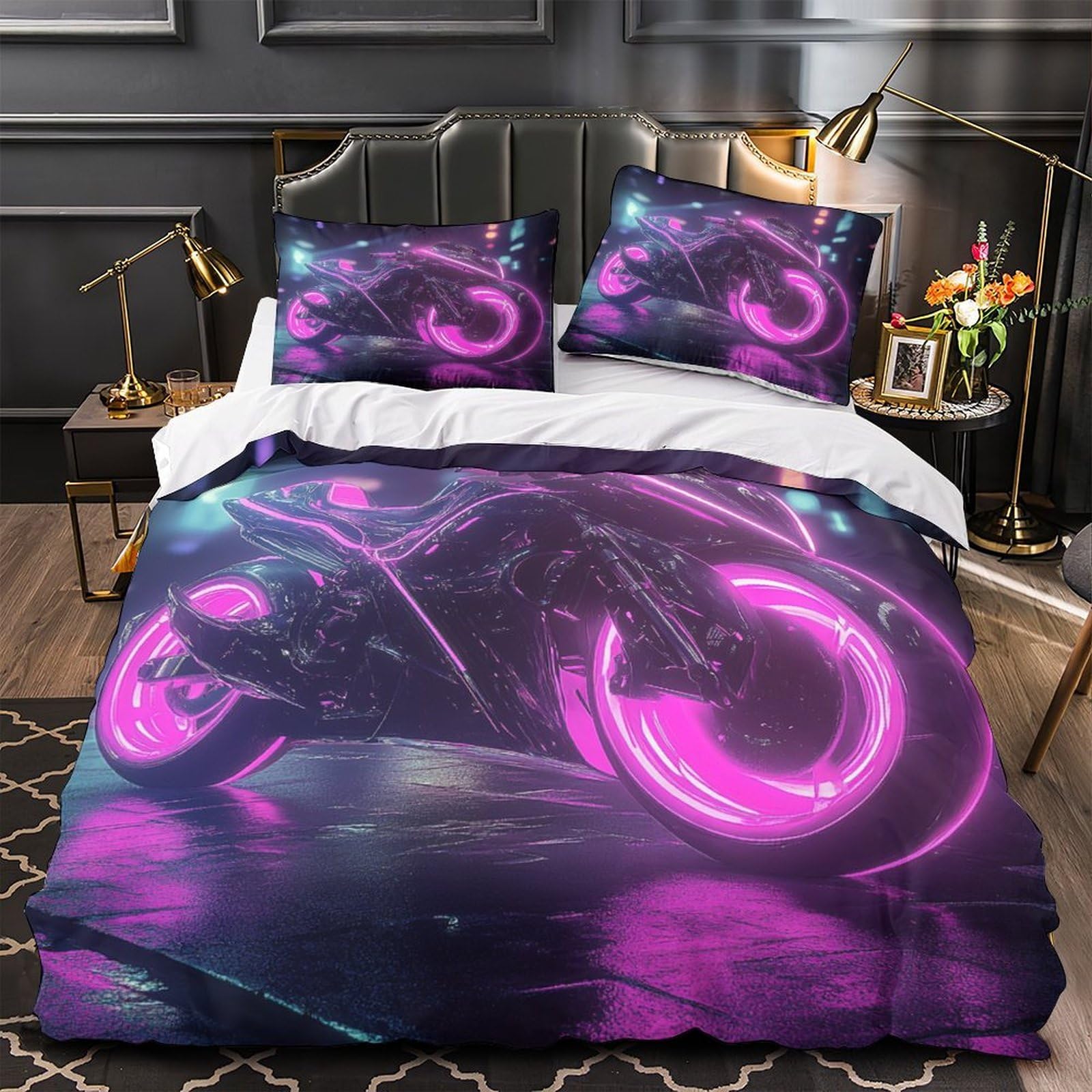 Housse de couette moto cybernétique respirante avec éclair caché