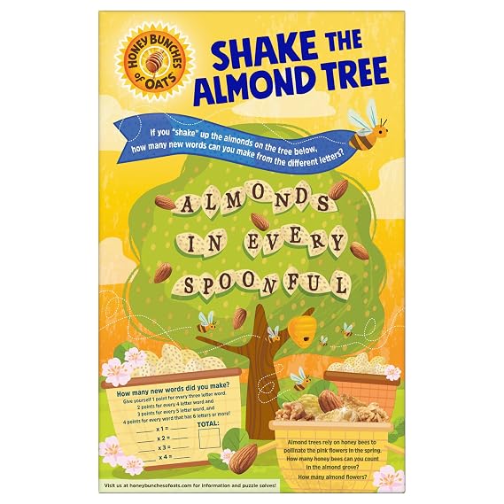 Honey Bunches of Oats with Almonds Breakfast Cereal, Almond Cereal with Oats and Granola Clusters, Family Size 18 oz Box