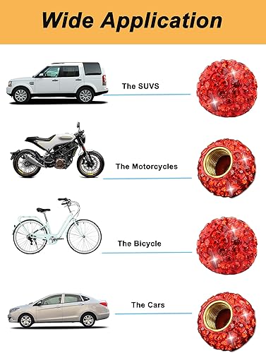 Vista 6 de Válvula de neumático de rueda de automóvil, paquete de 4 tapas de aire hechas a mano con diamantes de imitación de cristal, accesorios para Azul