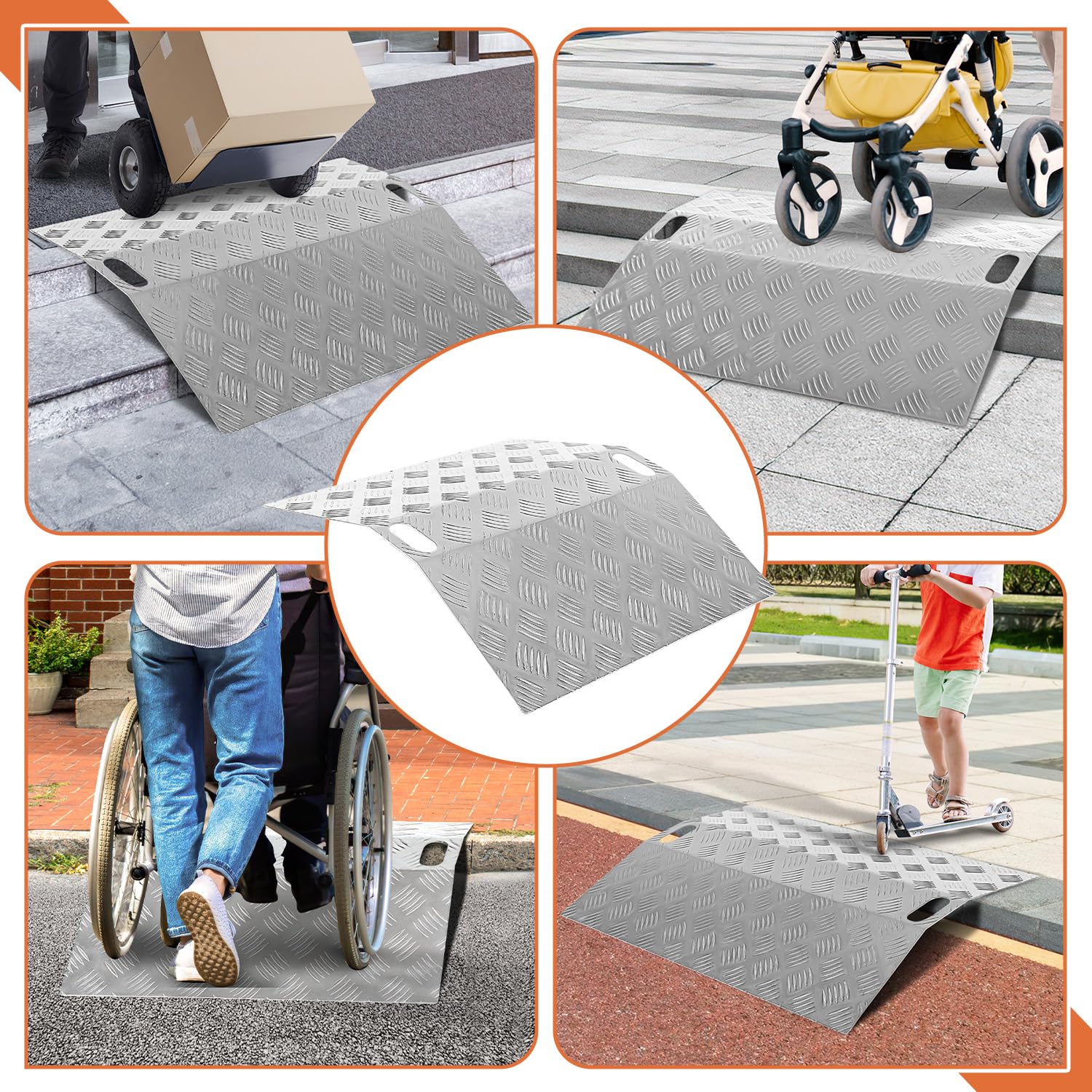 Rampa progowa dla wózków inwalidzkich, rampa progowa dla wózków inwalidzkich, rampa progowa, aluminiowa rampa dla wózków inwalidzkich, 60 x 70 x 10 cm