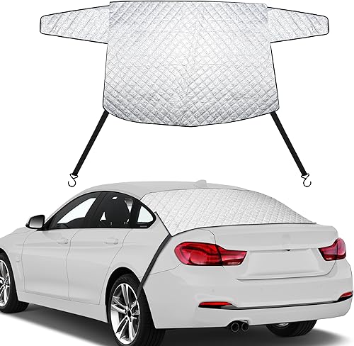 EcoNour Cubierta de nieve para parabrisas trasero  Cubierta de PEVA con correas elásticas resistentes al viento para una protección completa contra