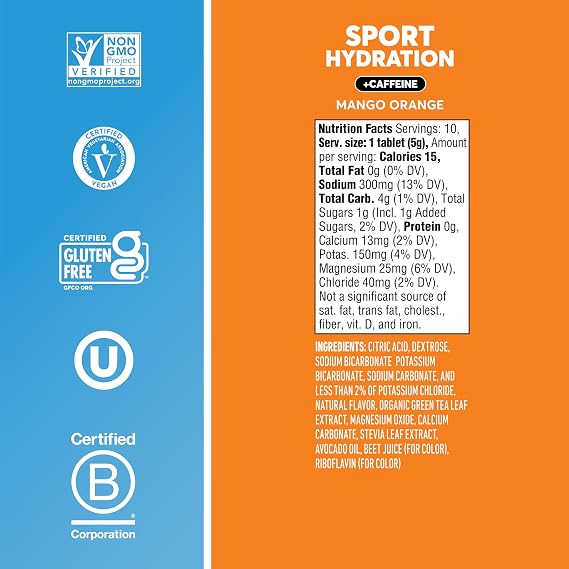 Nuun, Electrolyte Drink Tabs Energy Mango Orange, 8 Count, 1.9 Ounce