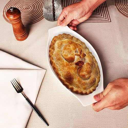 Miniatura 7 de Juego de 4 platos ovalados para hornear gratinados, de porcelana, aptos para horno, lasaña, utensilios de cerámica ideales para cacerola de crema