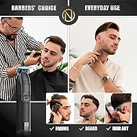 Vista 3 de NOVAH Grooming Recortadora de pelo profesional para hombres, recortadora de peluquería inalámbrica en T para barberos