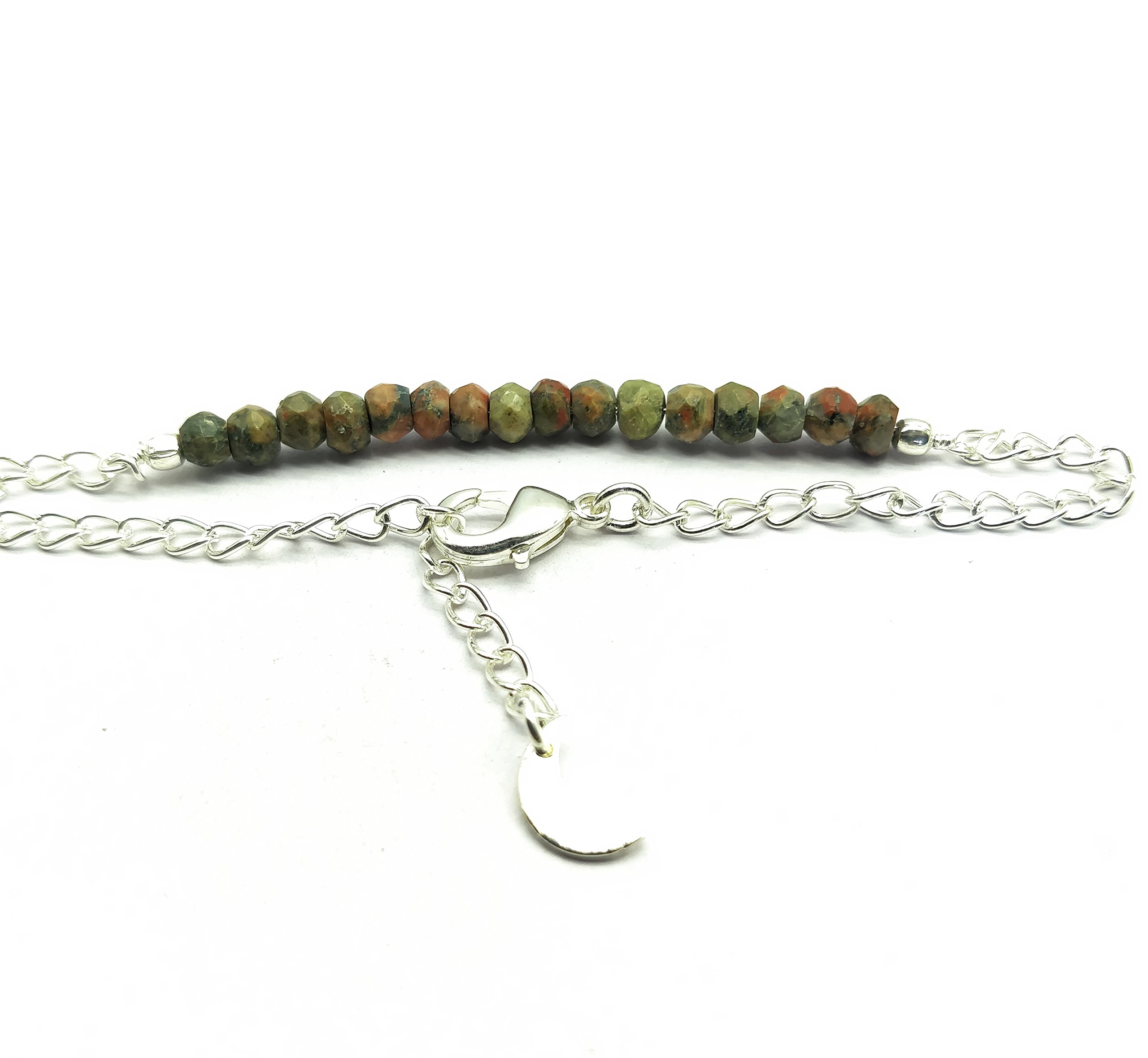Unakite 4 mm Faceted 8 Inch Long Silver Plated Bracelet
