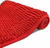 Chenille Bath Mat Microfiber Floor Mat Baby Bath Mat for Kids Washable Bathroom Dry Fast Water Absorbent Shower Mat Area Rug (15.3 x 23.2, Red)