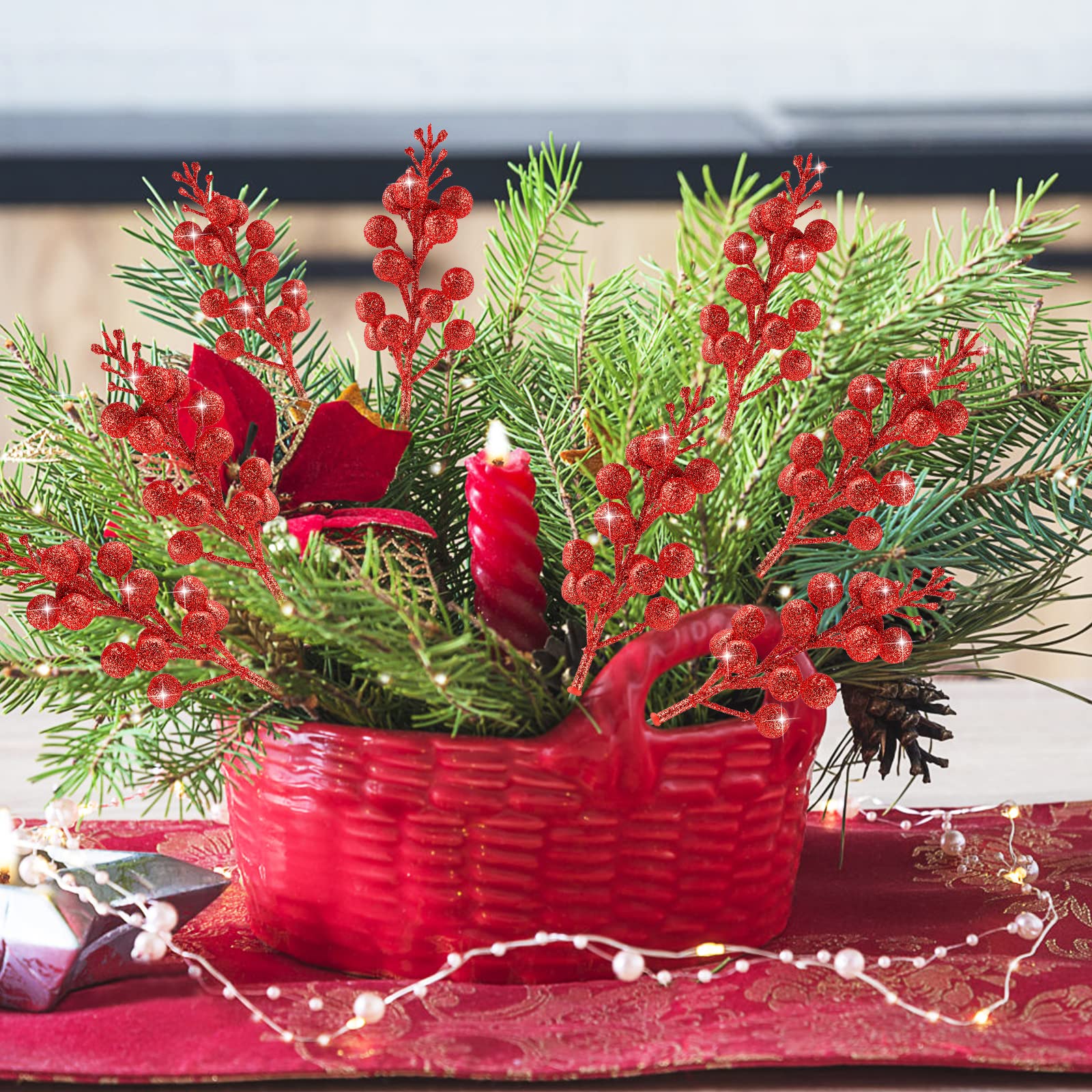 BESPORTBLE Weihnachts-Deko Set Mit 30 Stechpalmen-Beeren Ornamenten Aus Harz - DIY Bastelzubehör Für Kränze, Baum & Tischdeko