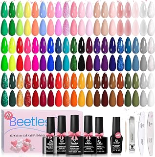 Beetles Gel Nail Polish Set - Style Manifesto 60 Colors Spring Uv Gel Polish Kit Jelly Pink Glitter Nude White Red Blue Green Base Glossy Matte Top Coat Easter Gift for Her Women