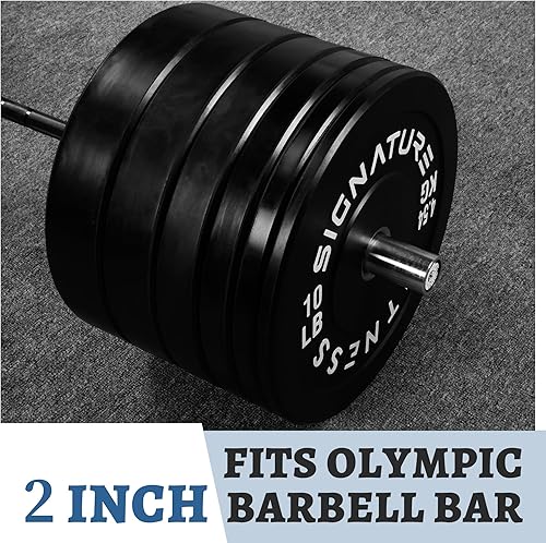 Miniatura 3 de Olympic - Placas de parachoques con agujero de 2 pulgadas, pares y juegos de 10 libras a 55 libras (negro) | placas de peso de goma sólida para